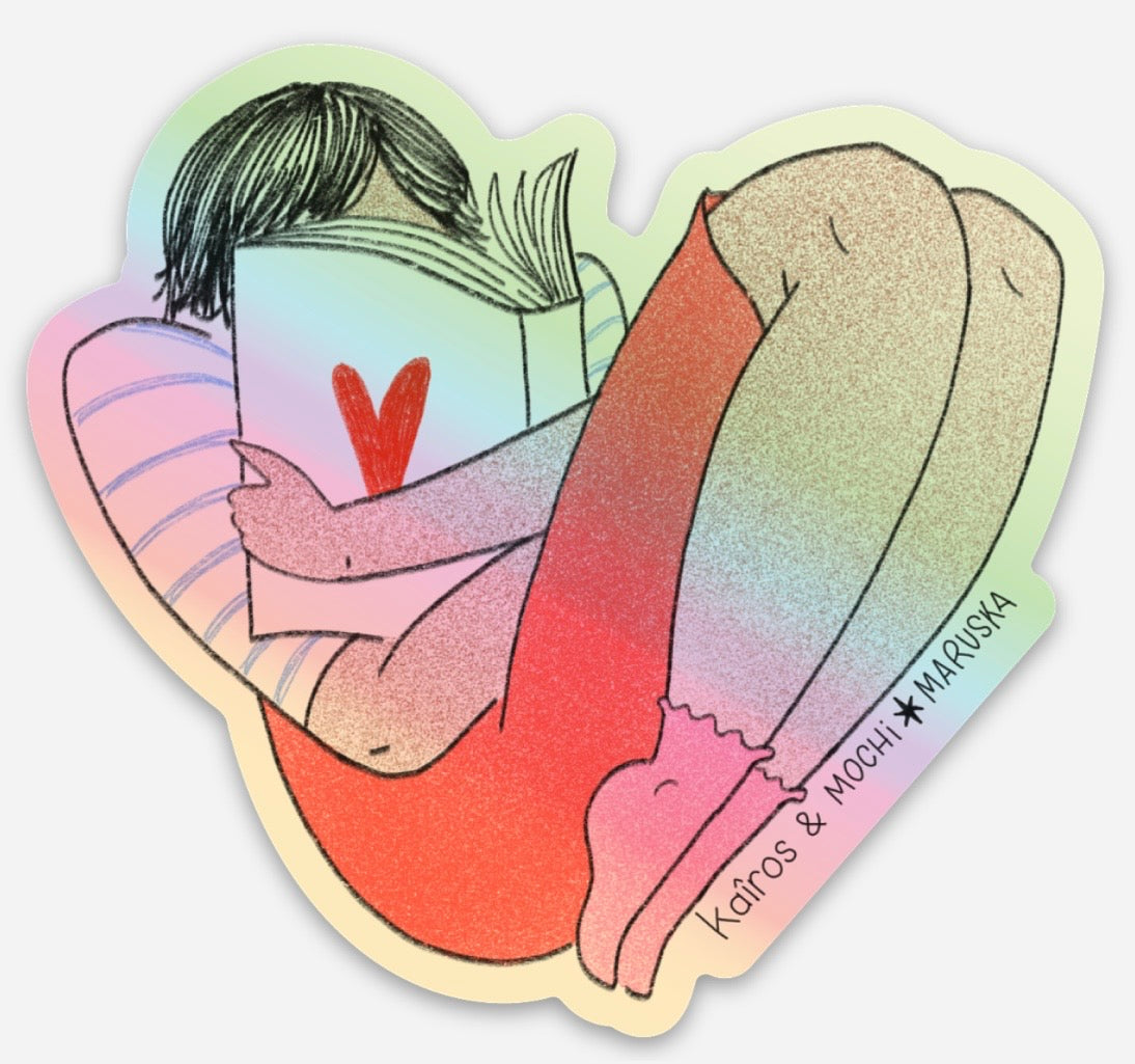Autocollant holographique Reading is self-love (3 pouces)